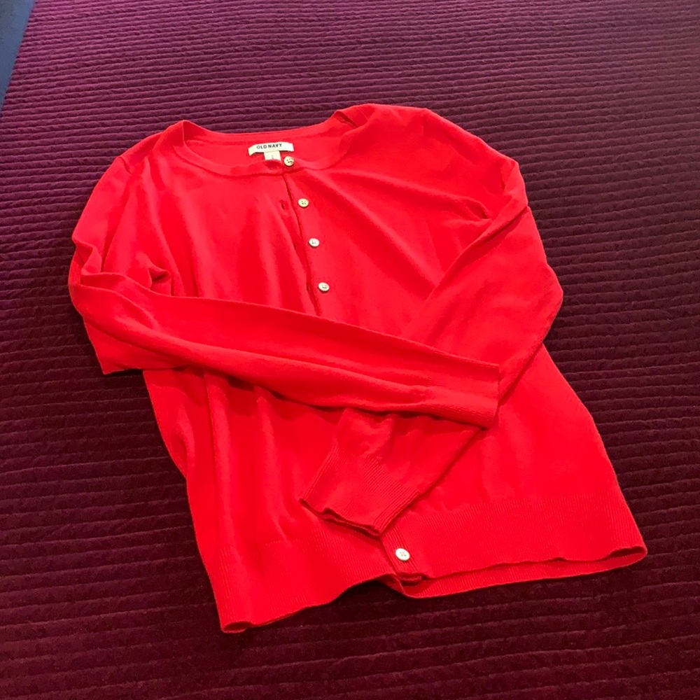 Ladies red cardigan